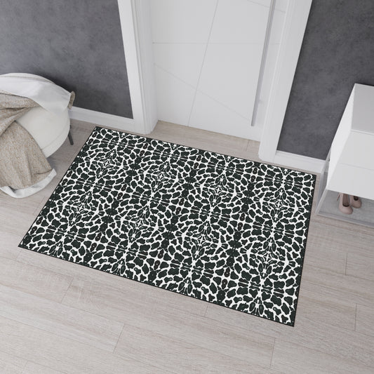Elegant Heavy Duty Floor Mat | Animal Print Black and White Home Decor, Non-Slip Kitchen Rug, Bathroom Floor Covering, Indoor/Outdoor Use
