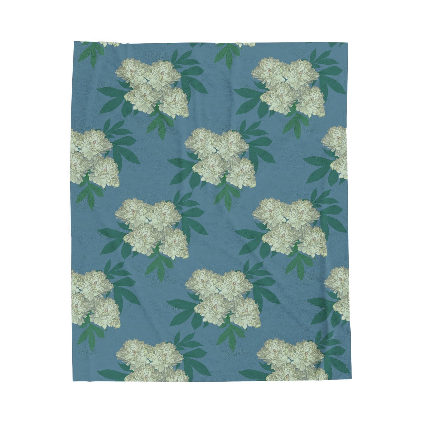 Velveteen Plush Blanket in Rachel's Peonies©, Blue