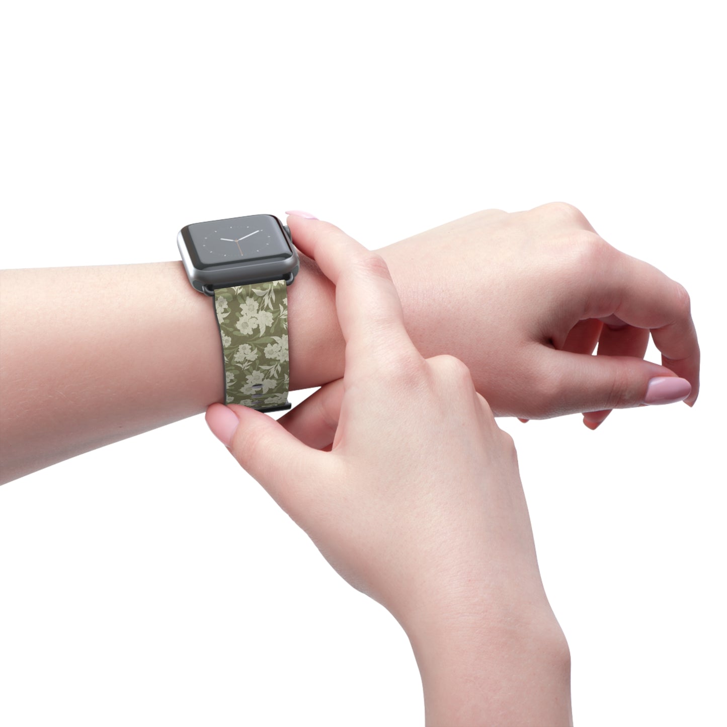 Olive Floral Pattern Watch Band — Vintage Botanical Apple Watch Strap