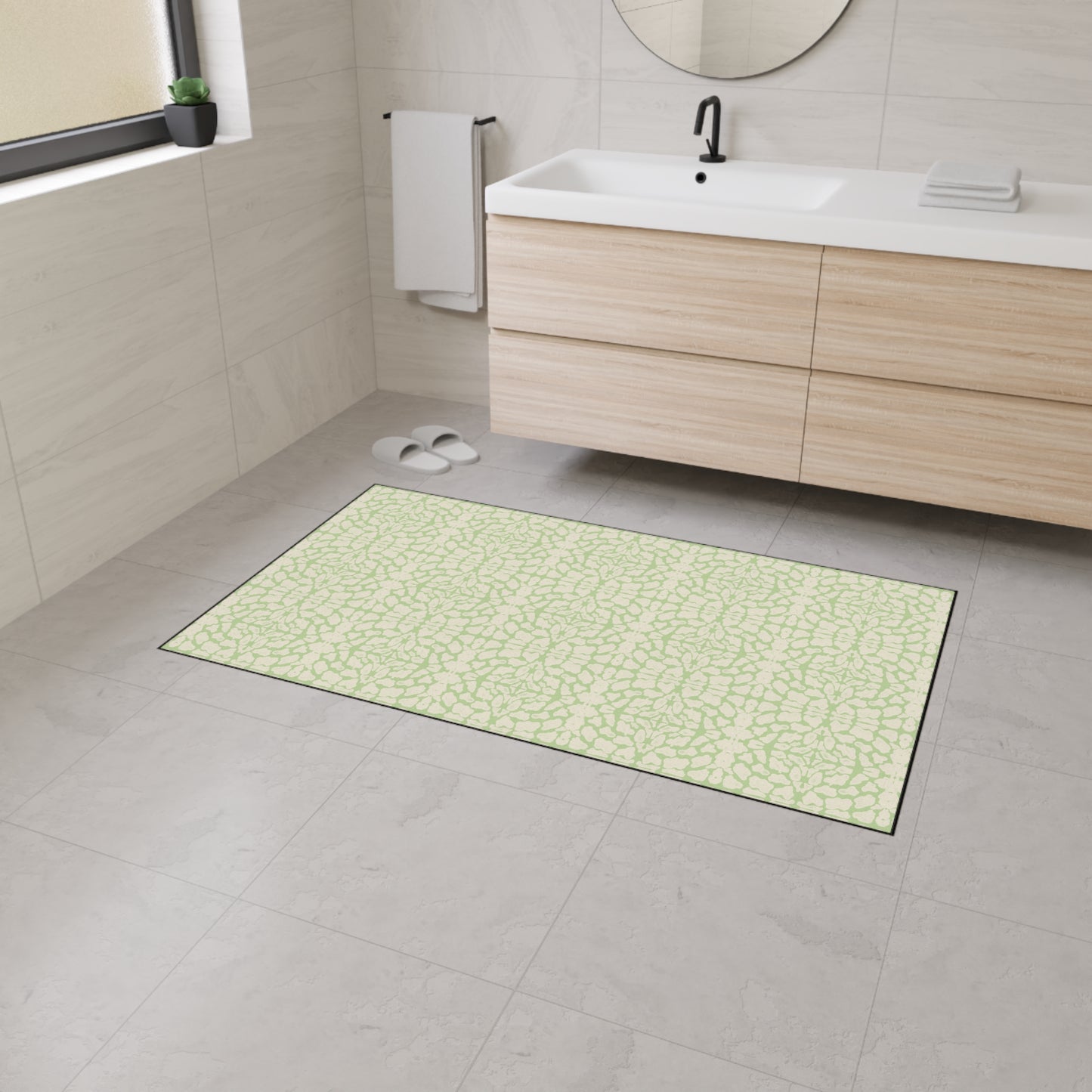 Stylish Heavy Duty Floor Mat, Lime Cream Animal Look Print, Non-Slip Area Rug, Indoor/Outdoor Decor, Home Entrance Mat