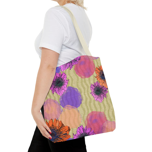 Floral Watercolor Tote Bag — Colorful Sunflower & Paint-Blob All-Over Print