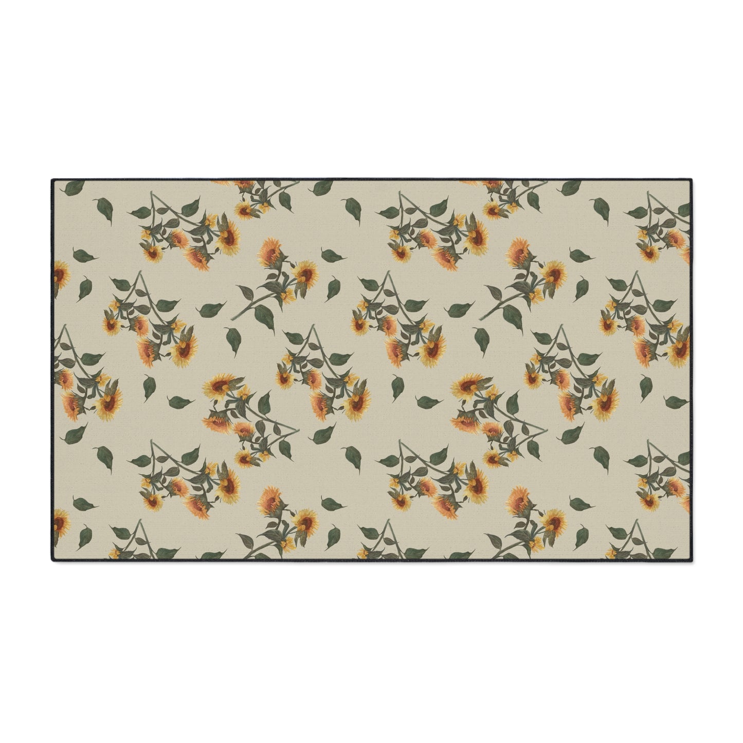 Floral Heavy Duty Floor Mat | Sunflower Debut© Manchest Tan, Durable Home Decor, Entryway Rug, Kitchen Mat, Non-Slip Area Rug