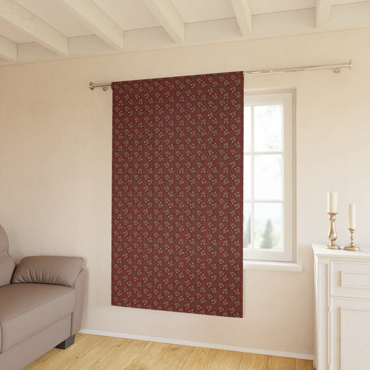 Window Curtains (1 Piece) - Mistletoe, Berries and Sprigs, Cranberry