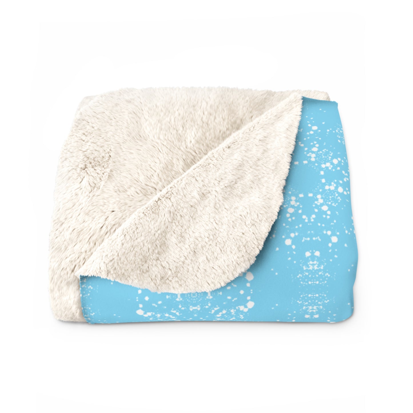 Sherpa Fleece Blanket - Batik Scatter, Light Blue