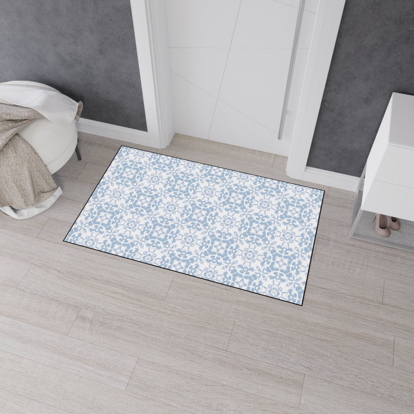 Stylish Heavy Duty Floor Mat - Rounded Coastal Tile© Coastal Blue, Durable Rug for Home, Kitchen, Entryway, or Office