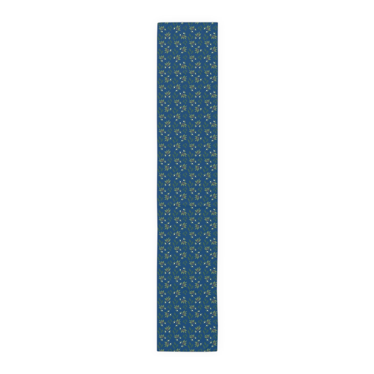 Table Runner - Mistletoe, Berries and Sprigs, Blue (Cotton, Poly)