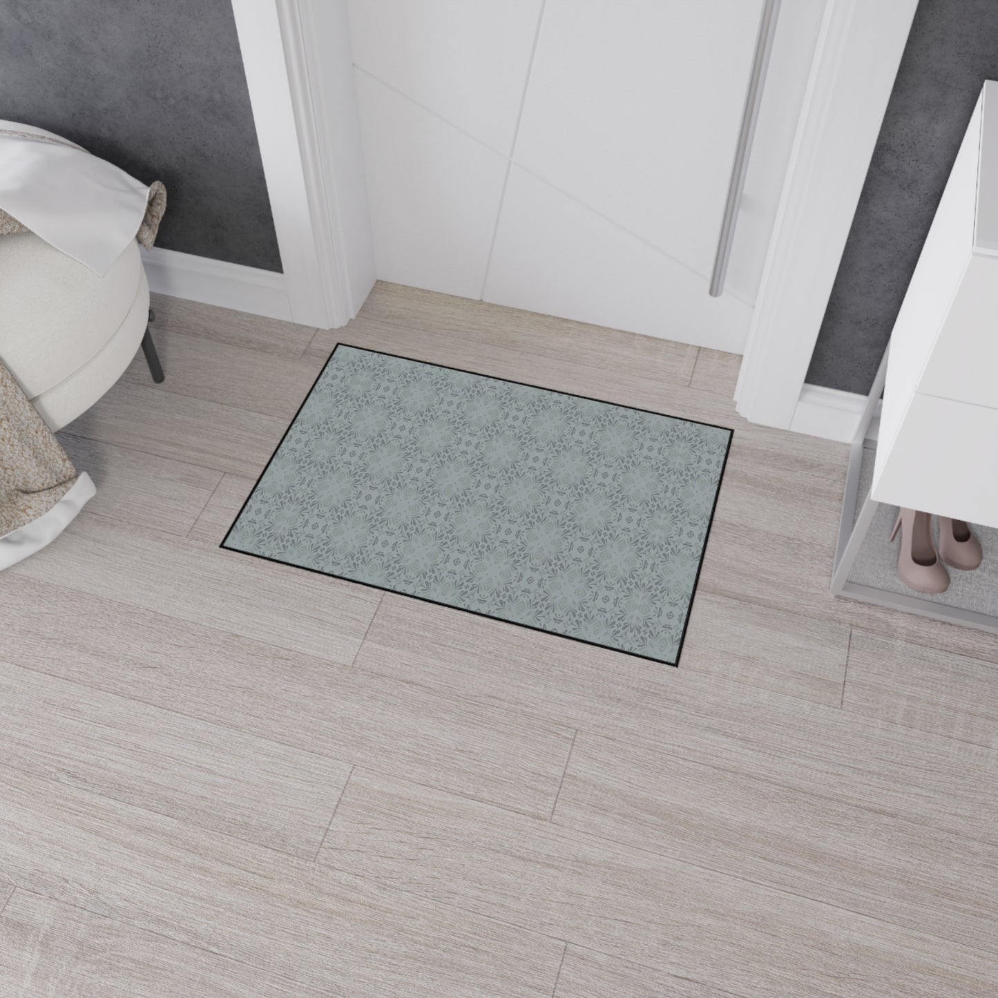 Elegant Heavy Duty Floor Mat Frond Splash Mini© Slate, for Home, Office Rug, Non-Slip Entryway Mat, Modern Kitchen Decor, Durable Area Rug