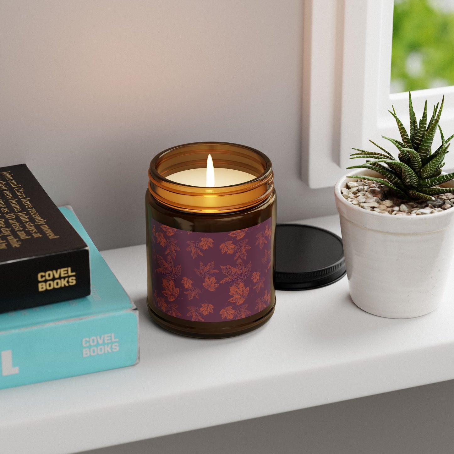 Aromatic Soy Candle in Amber Jar | Autumn Leaves, Aromatic and Holiday Scents, Eco-Friendly Gift, Relaxation Decor, Home Fragrance, Self-Care Treat