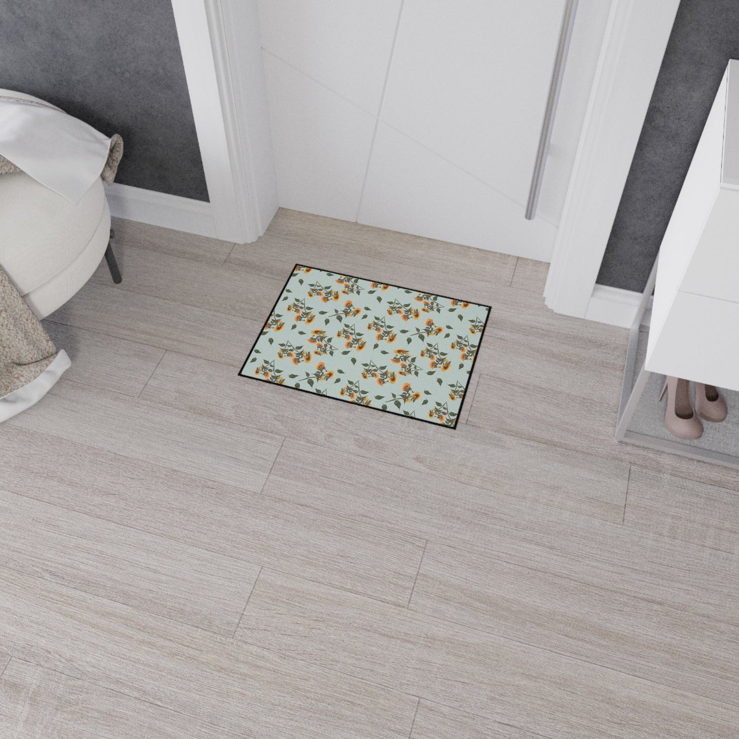 Floral Heavy Duty Floor Mat - Sunflower Debut© Woodland Blue, Functional Home Decor, Kitchen Mats, Entryway Rugs, Boho Style
