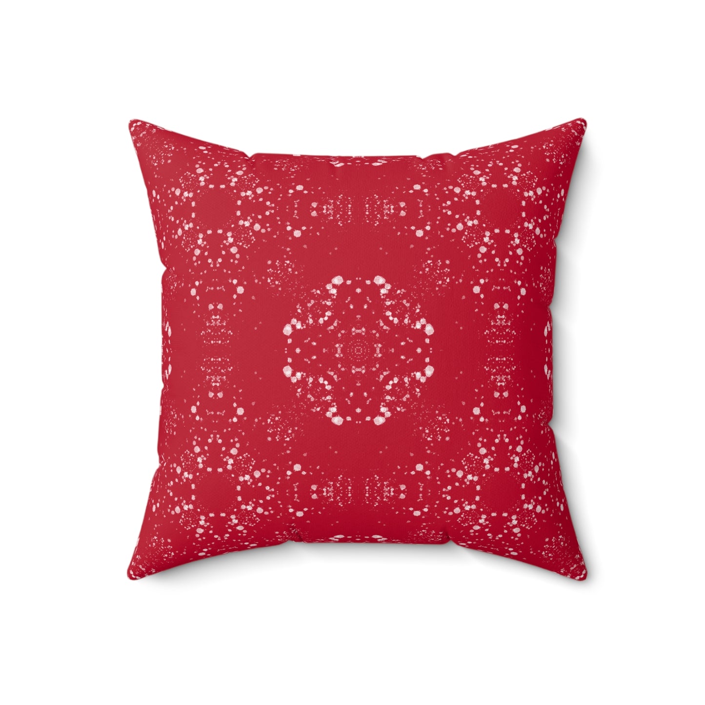 Spun Polyester Square Pillow - Batik Scatter, Dark Red