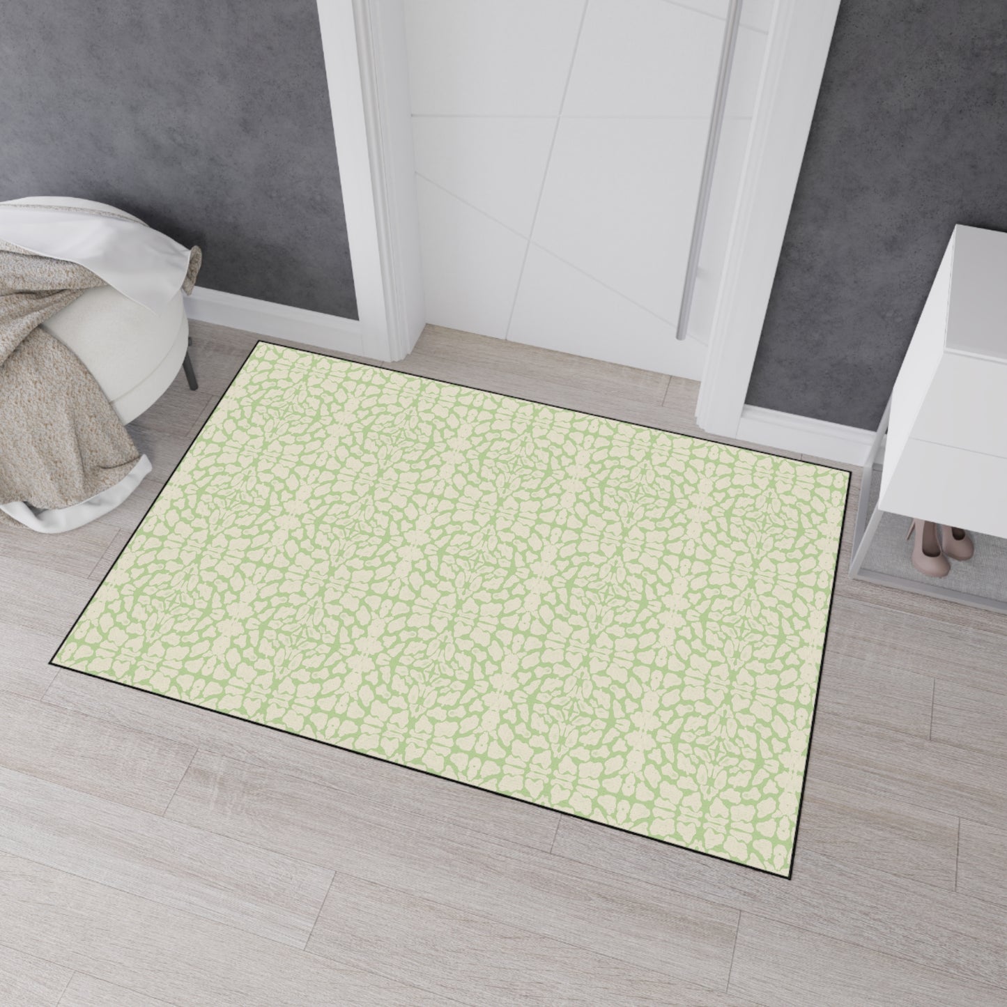 Stylish Heavy Duty Floor Mat, Lime Cream Animal Look Print, Non-Slip Area Rug, Indoor/Outdoor Decor, Home Entrance Mat