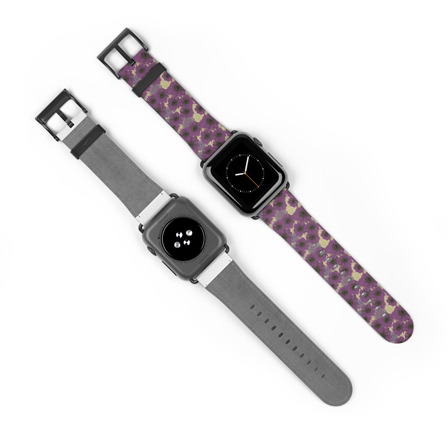 Floral Purple Leopard Watch Band — Patterned Apple Watch Strap