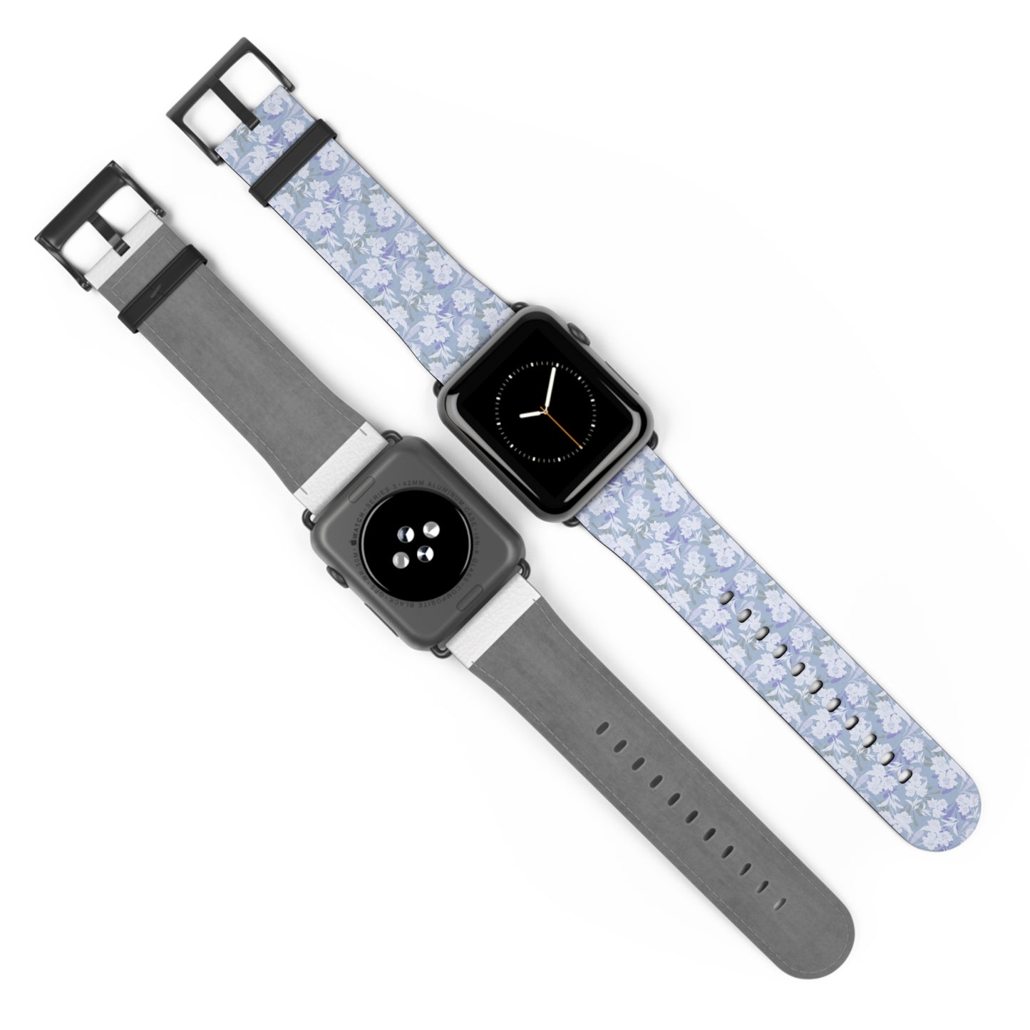Pastel Periwinkle Floral Watch Band — Lightweight Garden Pattern Strap for Apple Watch