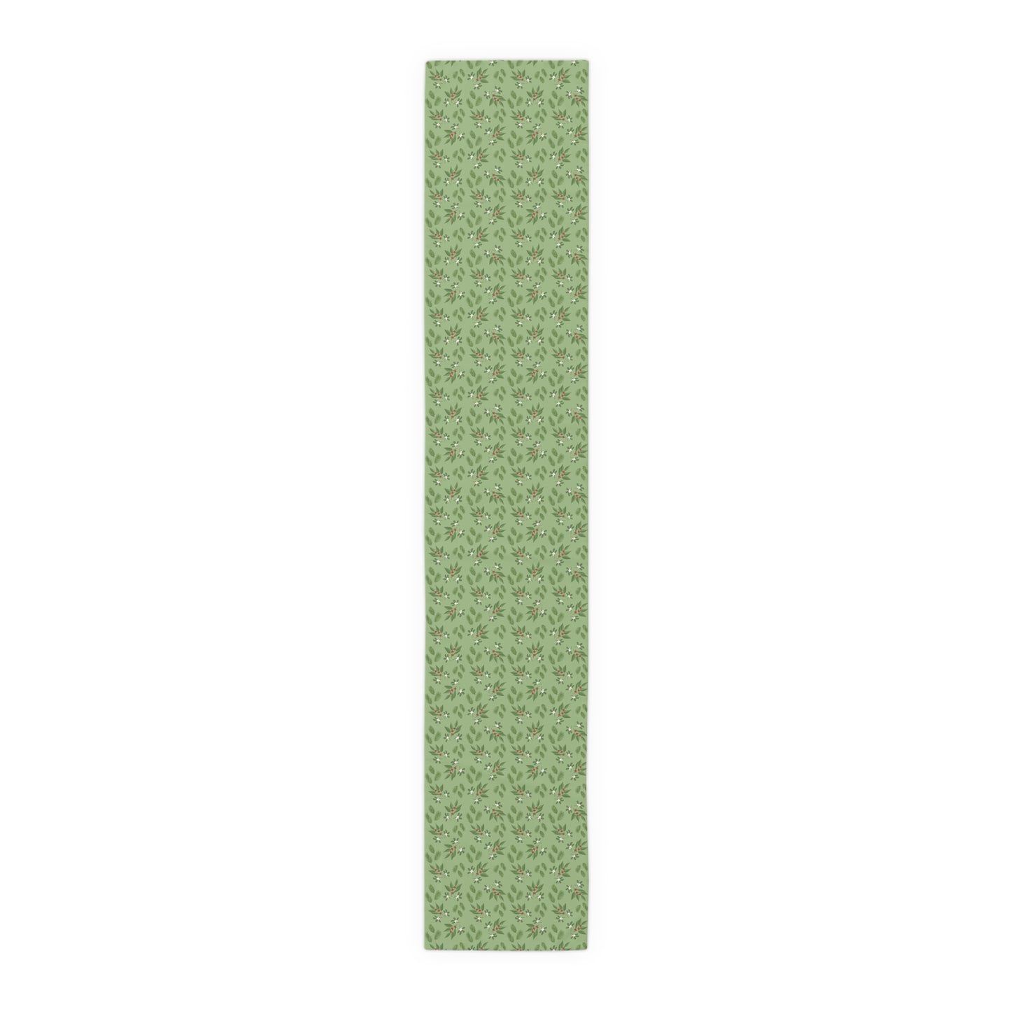 Table Runner - Mistletoe, Berries and Sprigs, Sage (Cotton, Poly)