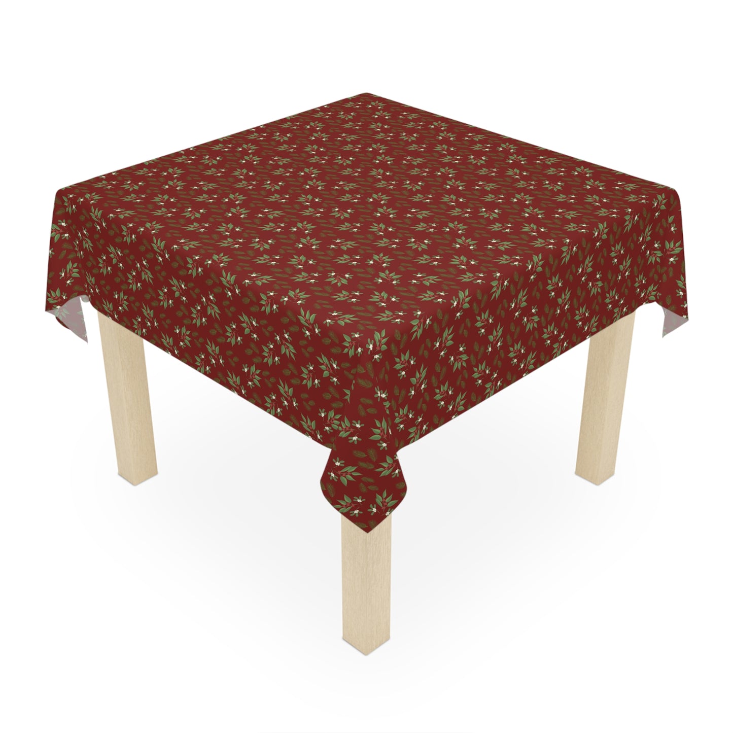 Tablecloth - Mistletoe, Berries and Sprigs, Cranberry