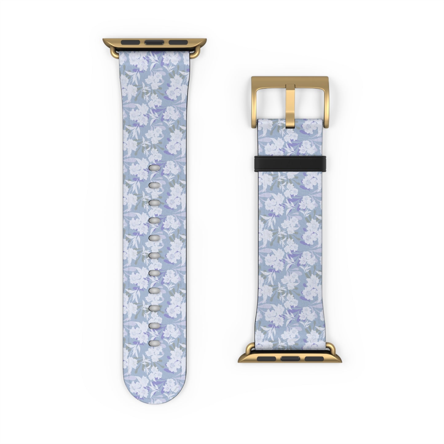 Pastel Periwinkle Floral Watch Band — Lightweight Garden Pattern Strap for Apple Watch