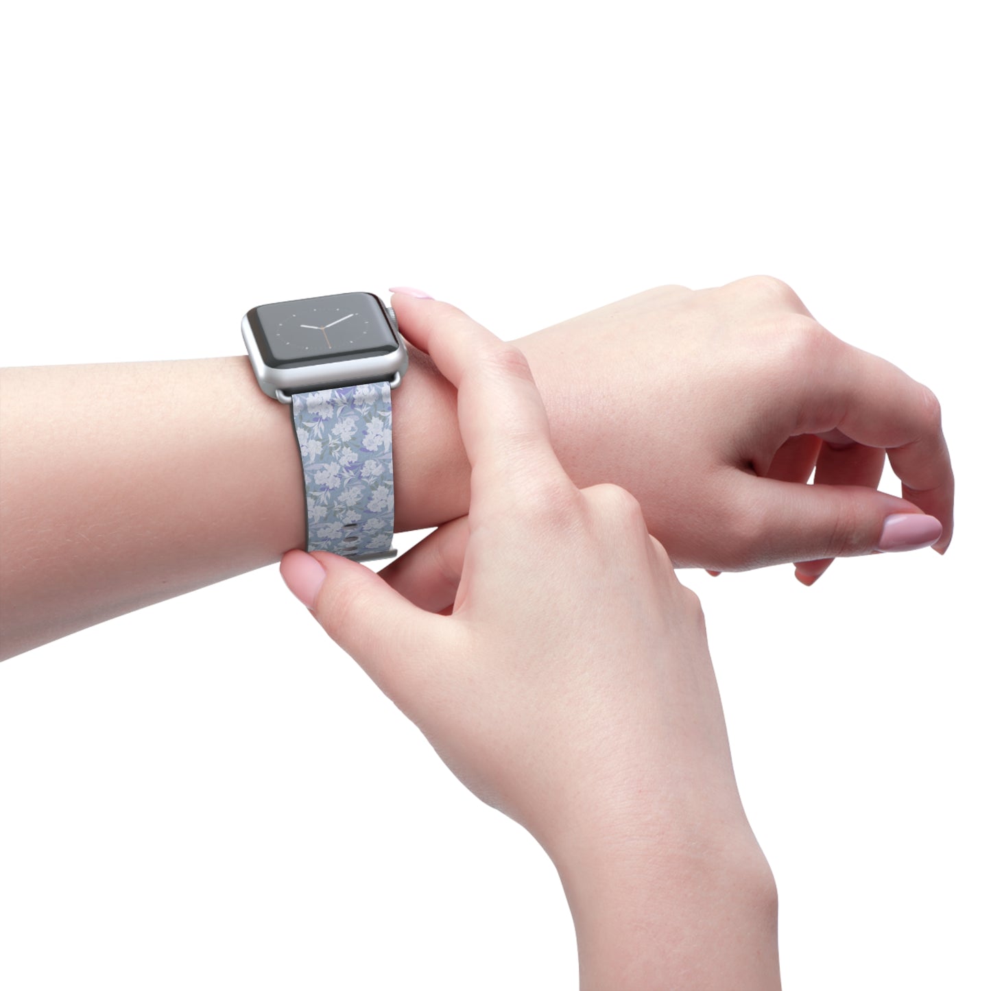 Pastel Periwinkle Floral Watch Band — Lightweight Garden Pattern Strap for Apple Watch