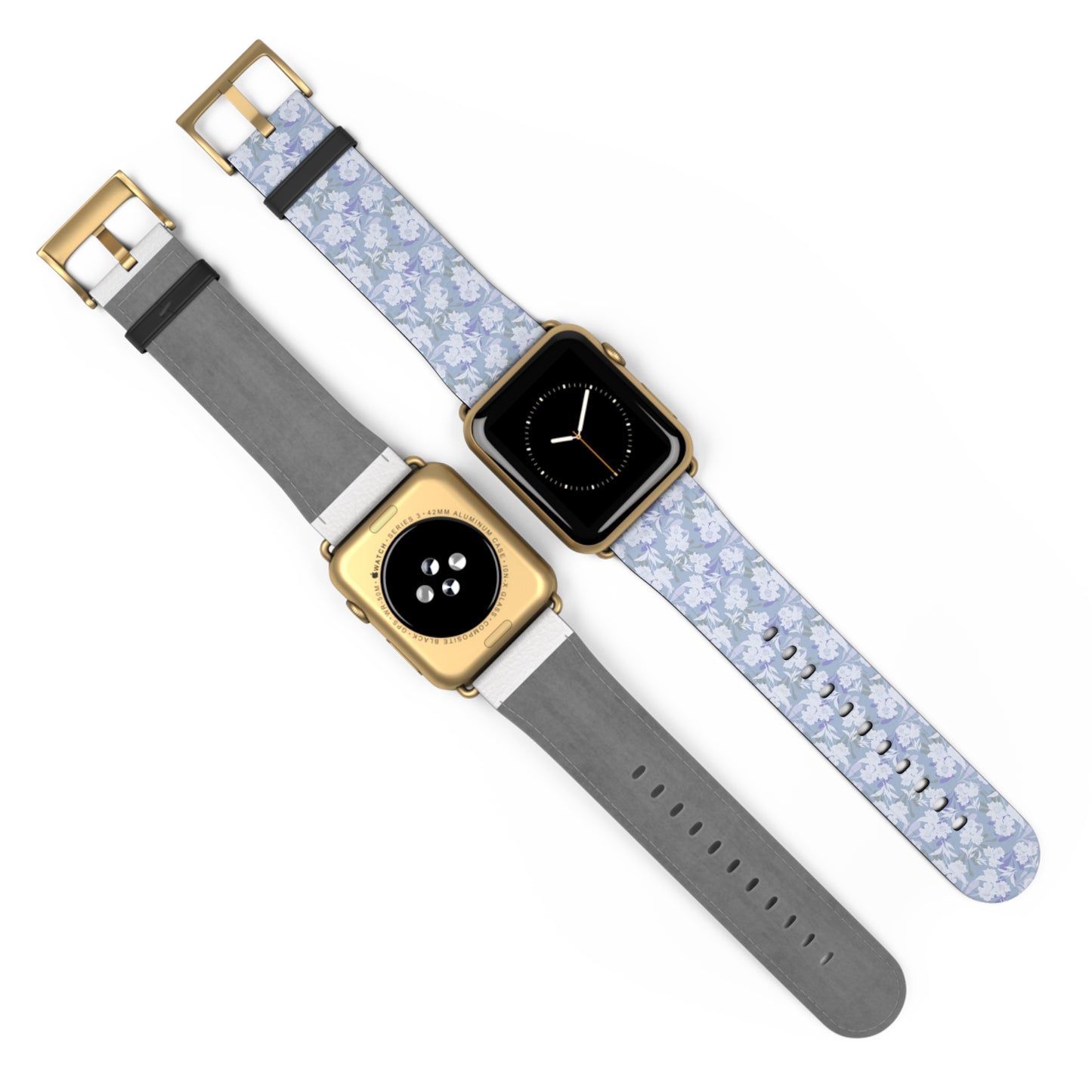 Pastel Periwinkle Floral Watch Band — Lightweight Garden Pattern Strap for Apple Watch