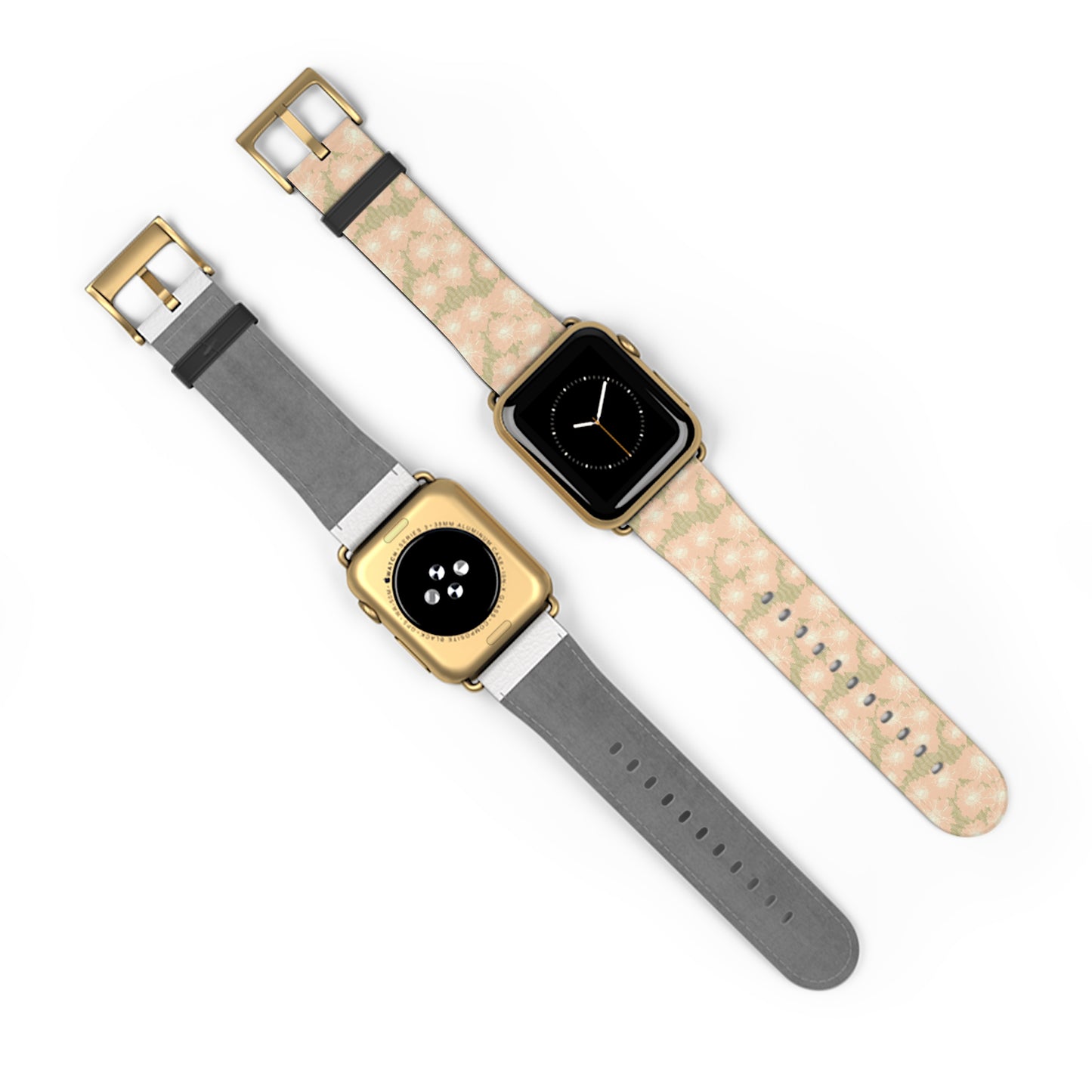 Blush & Sage Floral Apple Watch Band – Soft Peach Watercolor Pattern