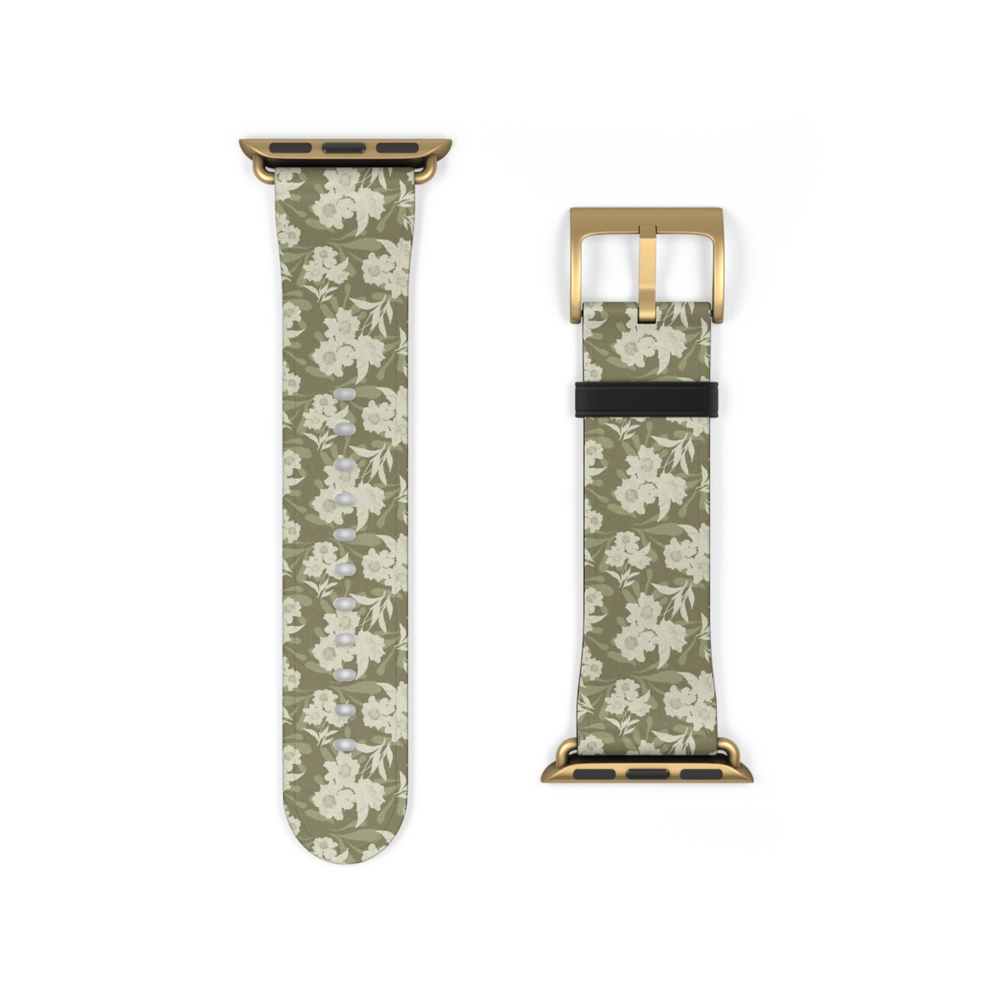 Olive Floral Pattern Watch Band — Vintage Botanical Apple Watch Strap