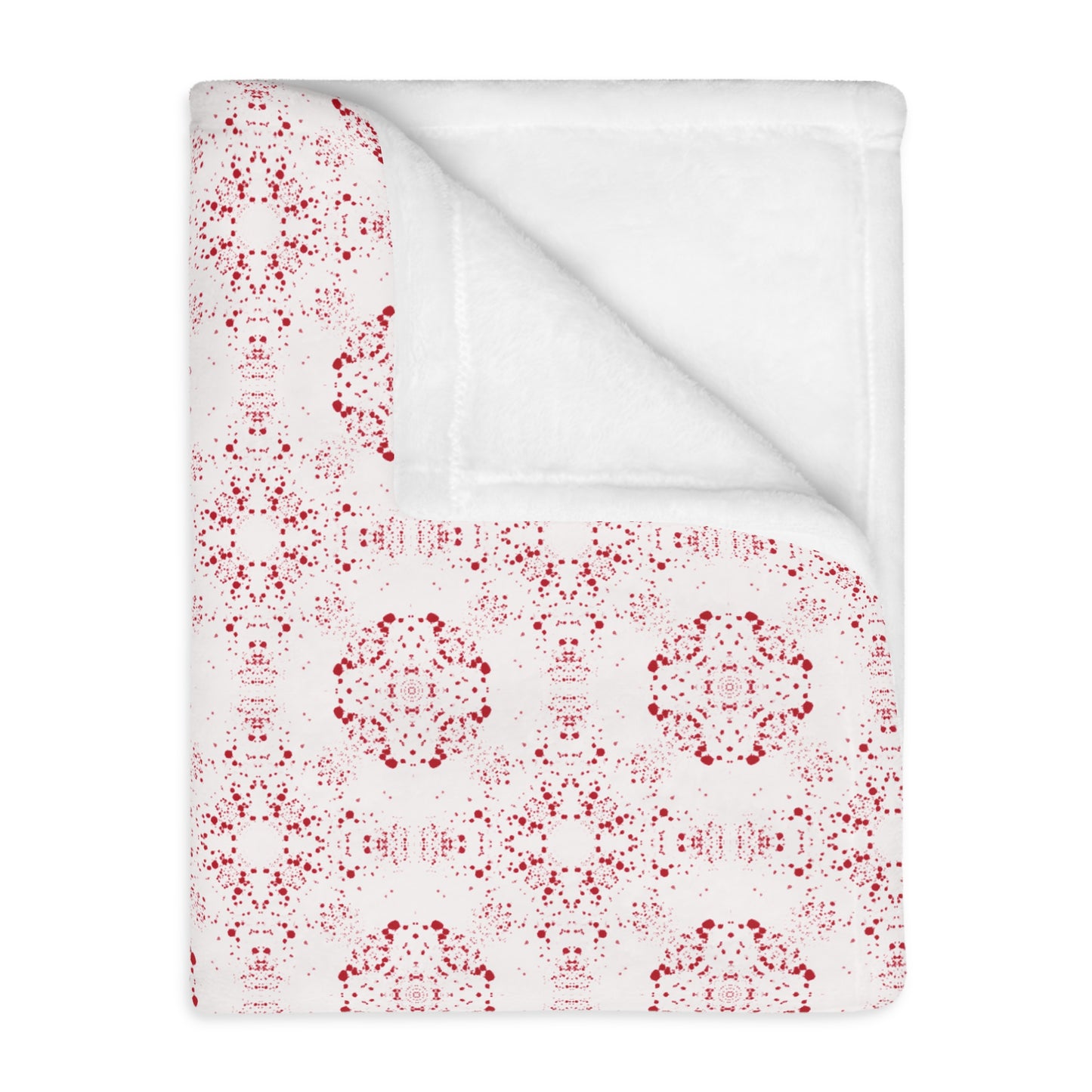 Velveteen Microfiber Blanket (Two-sided print) - Batik Scatter, Red and White