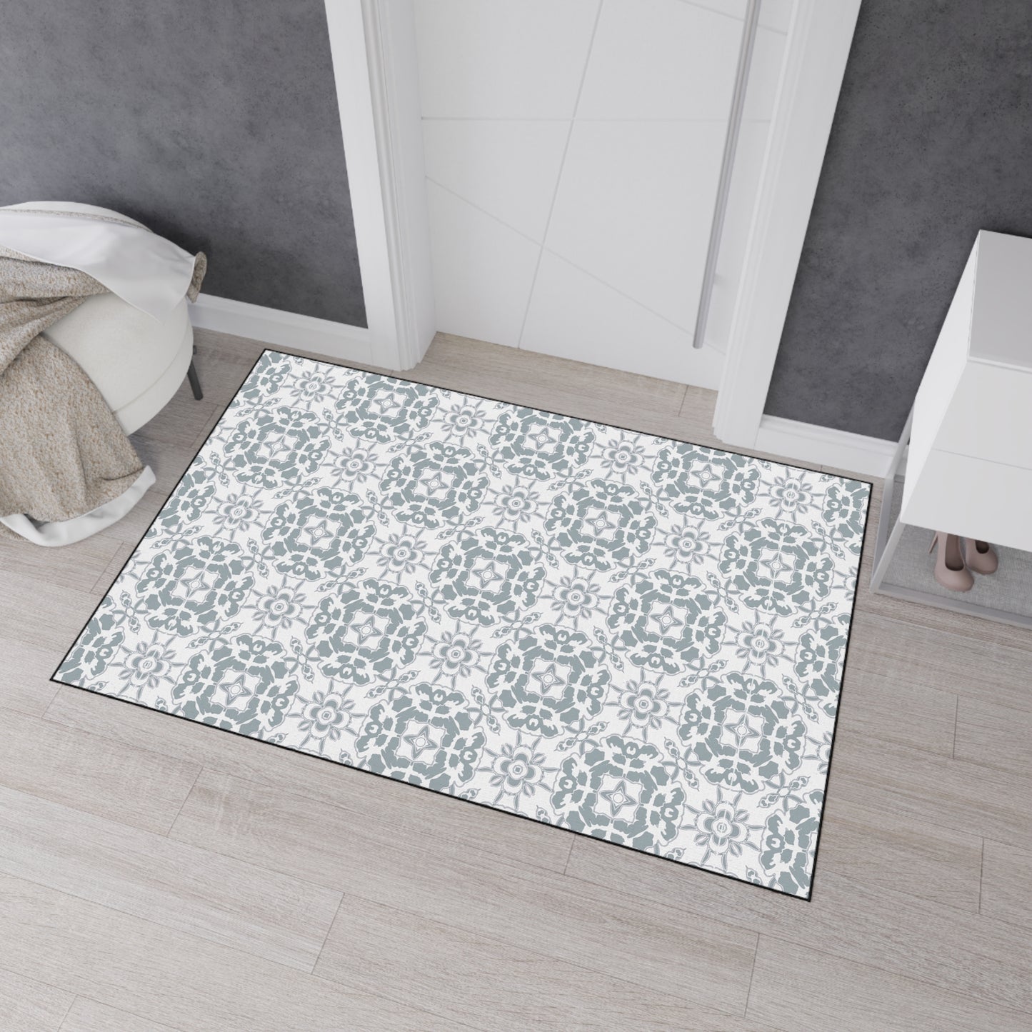 Stylish Heavy Duty Floor Mat Round Coastal Tile© Slate, for Home Decor, Entryway Rug, Indoor/Outdoor Use, Non-Slip Runner, Modern