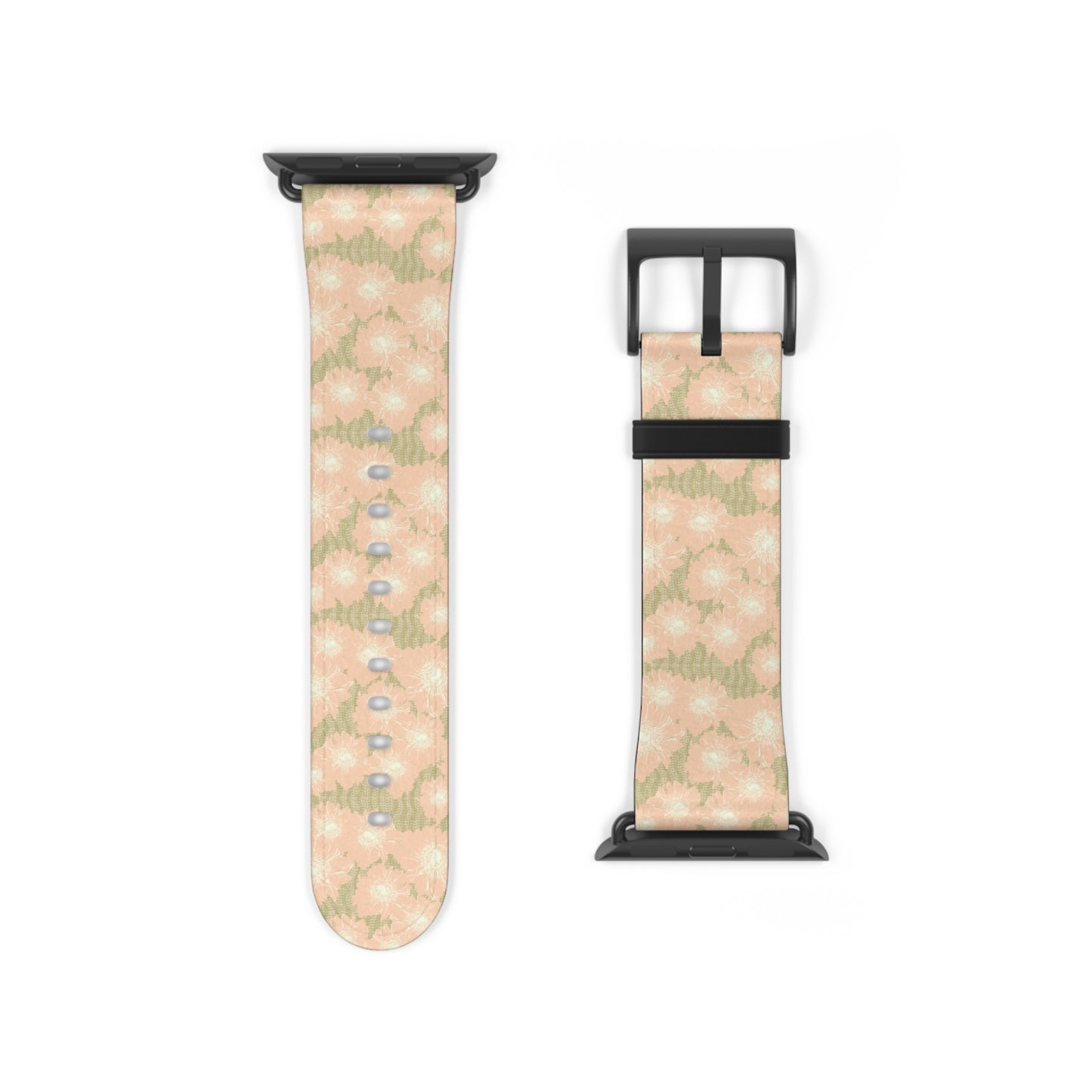 Blush & Sage Floral Apple Watch Band – Soft Peach Watercolor Pattern