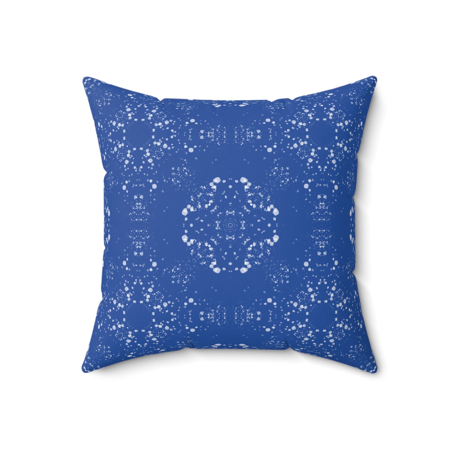 Spun Polyester Square Pillow - Batik Scatter, Dark Blue