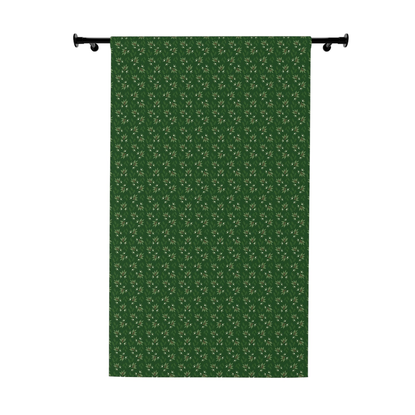 Window Curtains (1 Piece) - Mistletoe, Berries and Sprigs, Emerald