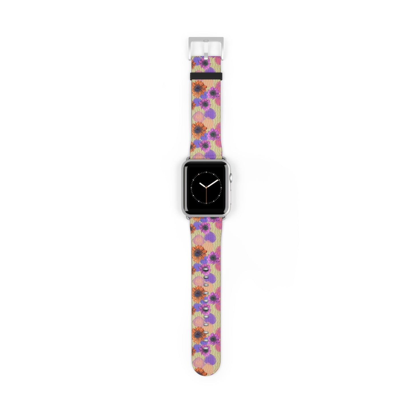 Floral Watercolor Apple Watch Band — Purple & Orange Zinnia Print