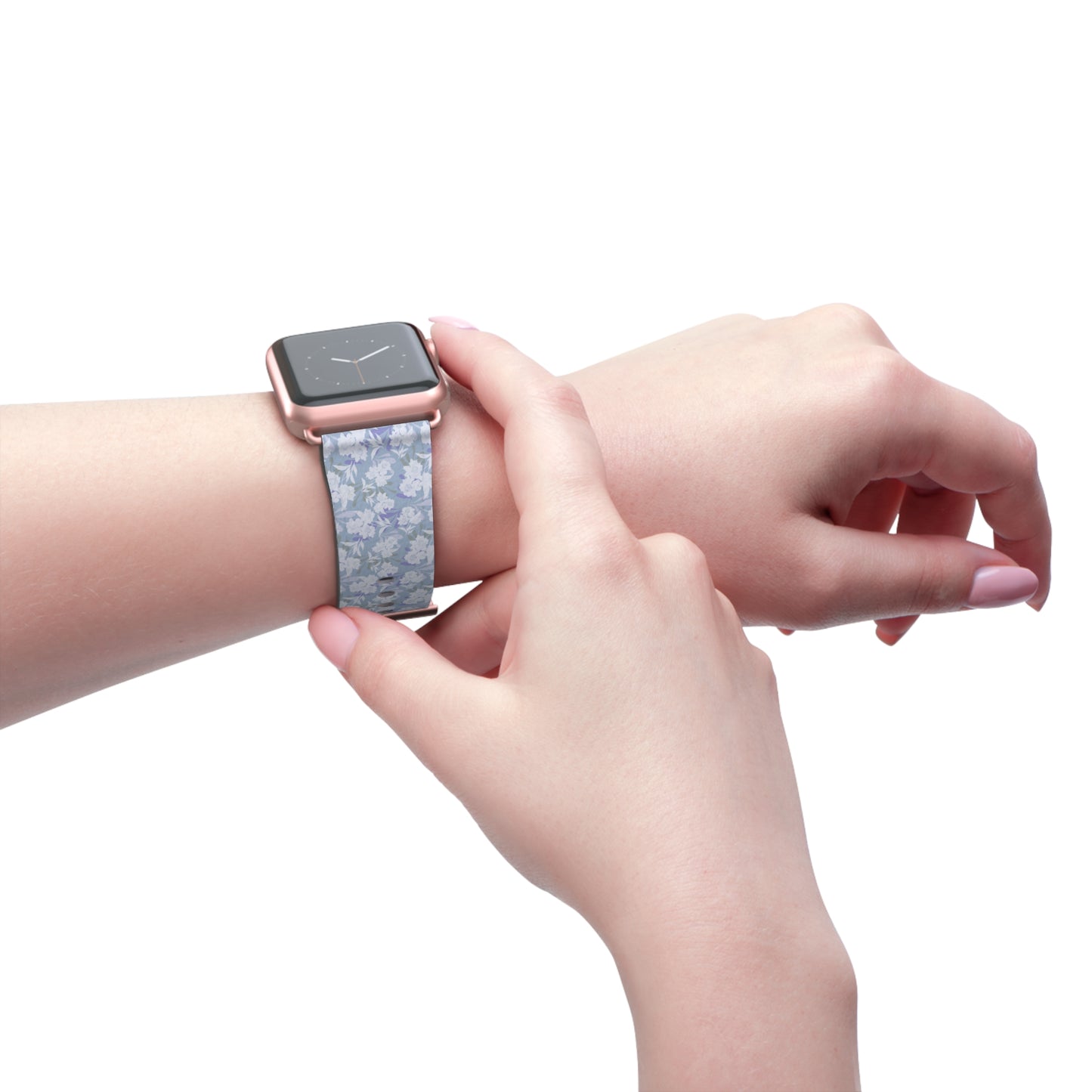 Pastel Periwinkle Floral Watch Band — Lightweight Garden Pattern Strap for Apple Watch