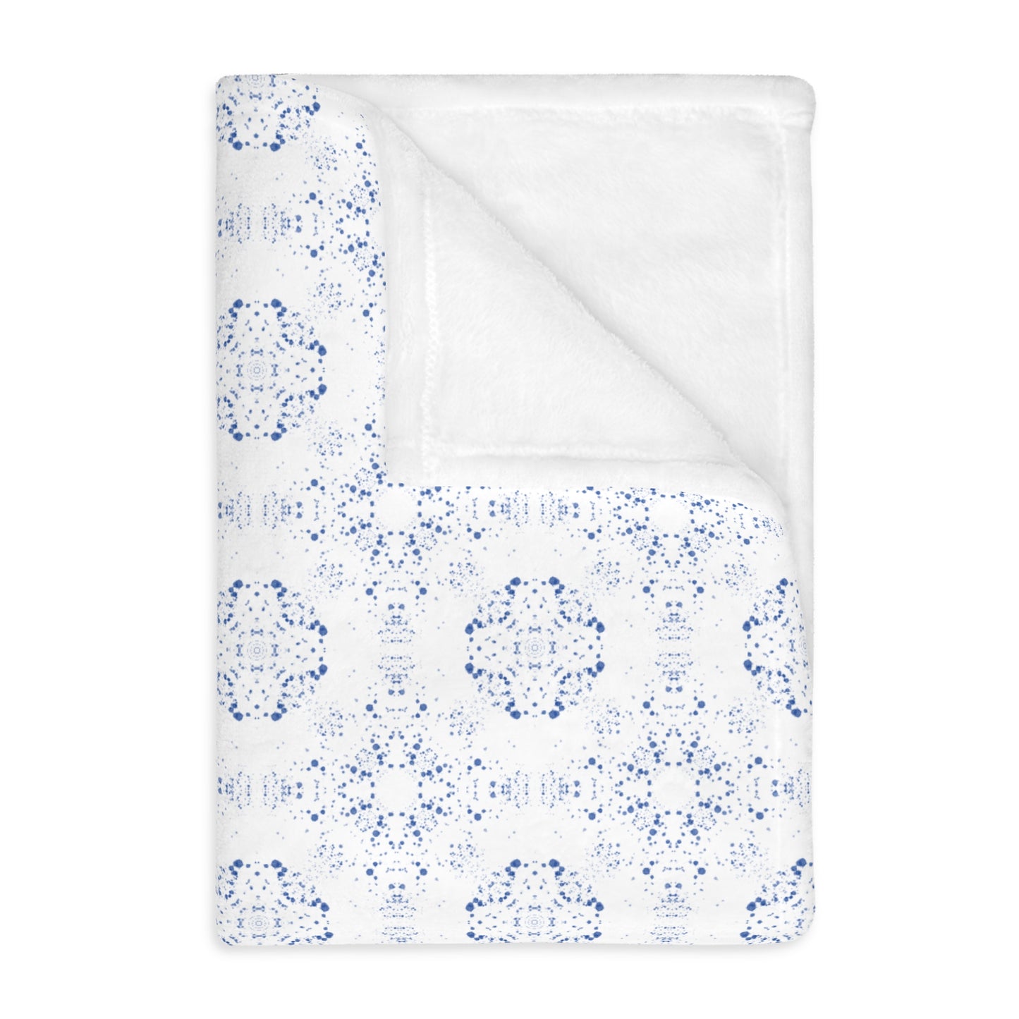 Velveteen Microfiber Blanket (Two-sided print) - Batik Scatter, Blue and White