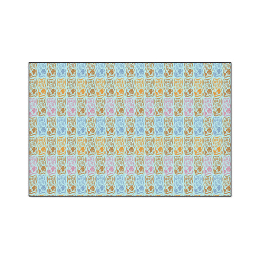Vibrant Heavy Duty Floor Mat for Home, Boho Floral Block Print© Blue, Entryway Rug, Kitchen Mat, Durable Doormat, Colorful Floor Protector