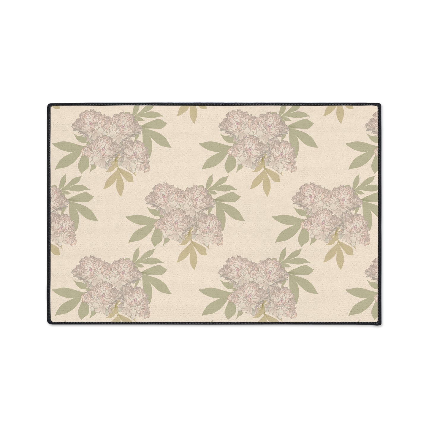Heavy Duty Floor Mat - Featuring Rachel's Peonies© in Cream Floral Design Durable Rug for Entryway, Kitchen, Bathroom, Home Decor, Indoor & Outdoor Use