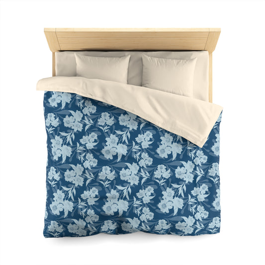 Microfiber Duvet Cover - Elaine© and Frond Splash©, Dark Blue