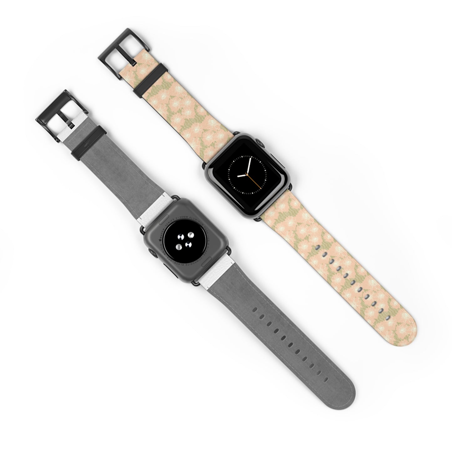 Blush & Sage Floral Apple Watch Band – Soft Peach Watercolor Pattern