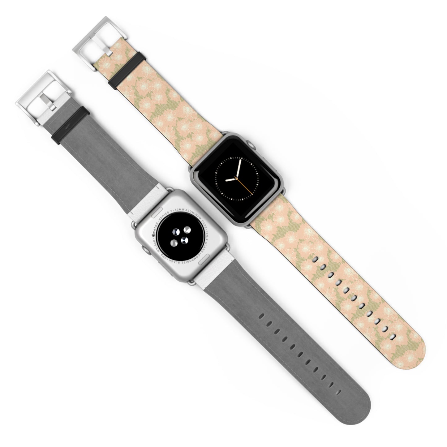 Blush & Sage Floral Apple Watch Band – Soft Peach Watercolor Pattern