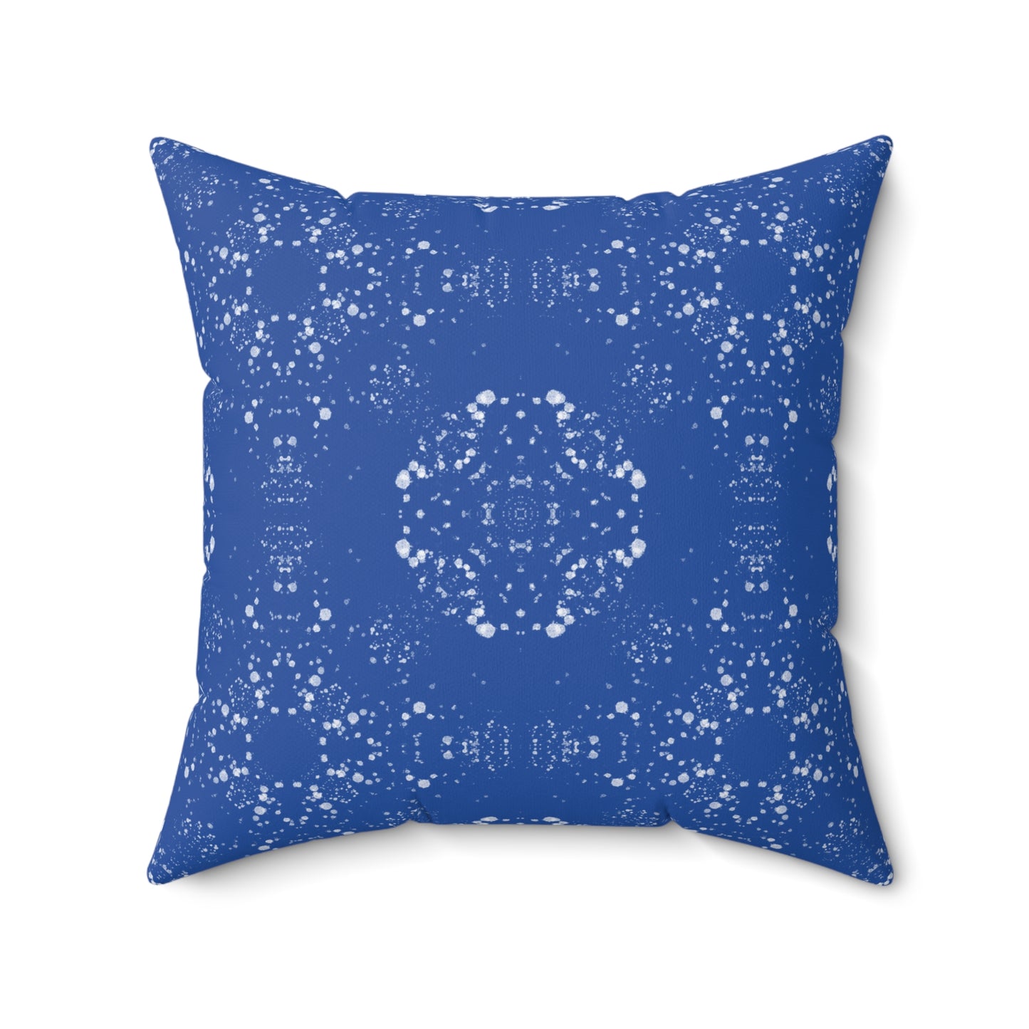 Spun Polyester Square Pillow - Batik Scatter, Dark Blue