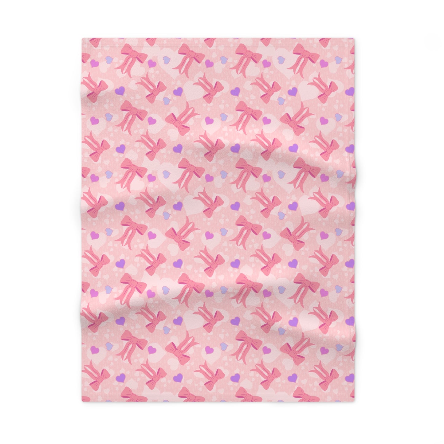 Sweethearts and Bows — Soft Fleece Heart & Bow Nursery Blanket