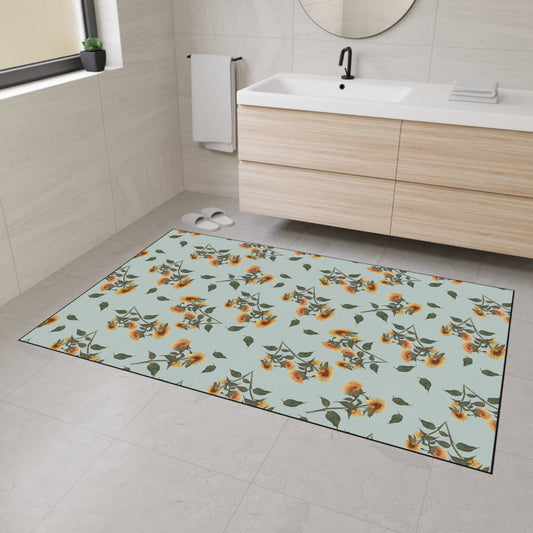 Floral Heavy Duty Floor Mat - Sunflower Debut© Woodland Blue, Functional Home Decor, Kitchen Mats, Entryway Rugs, Boho Style
