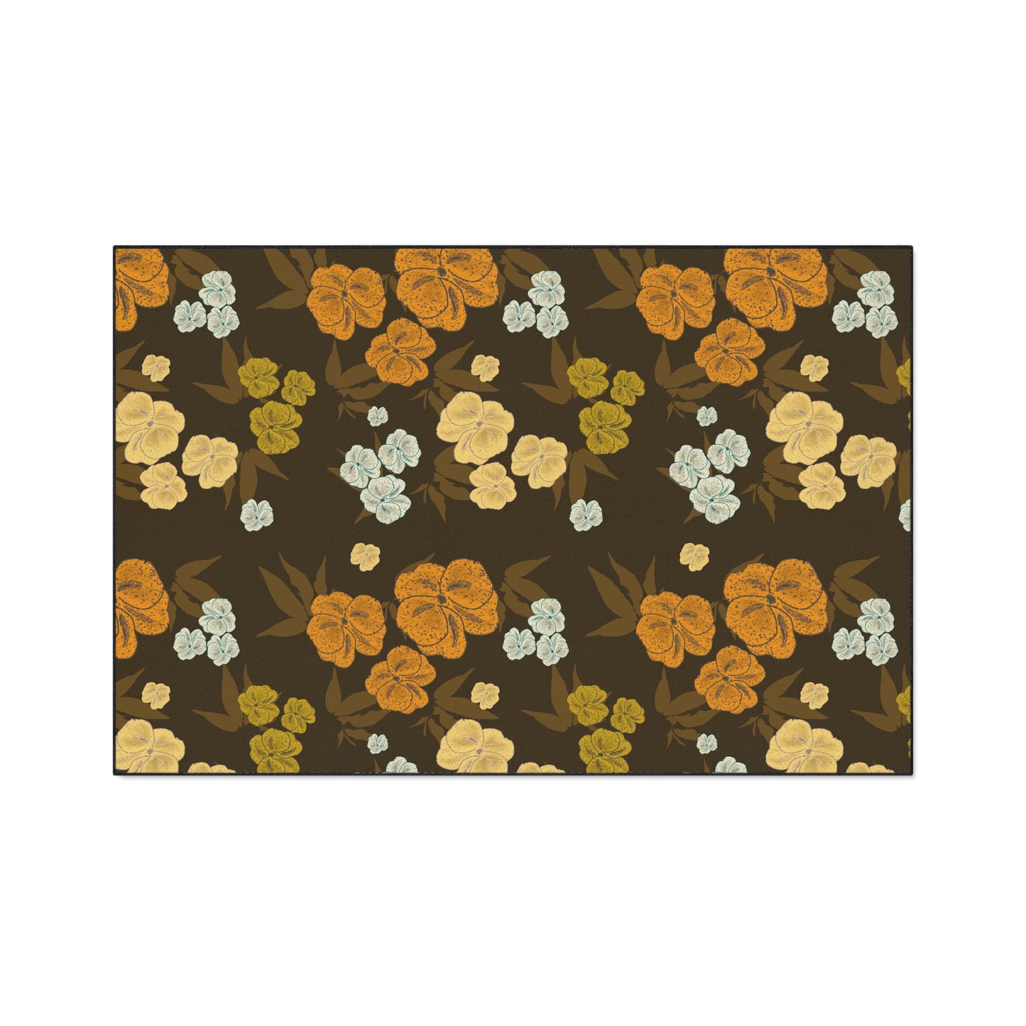 Heavy-Duty Floor Mat | Featuring Textured Floral© in Chocolate Brown. Durable Indoor/Outdoor Rug for Home Decor, Kitchen, Entryway, Flower Pattern, Stylish Welcome Mat