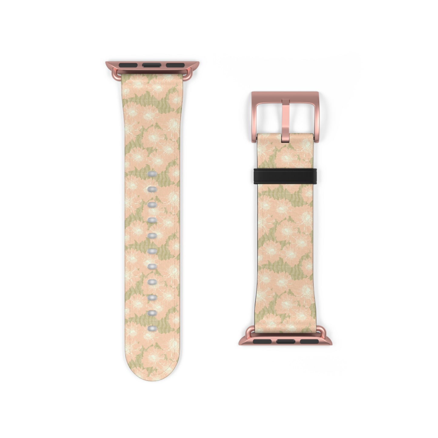 Blush & Sage Floral Apple Watch Band – Soft Peach Watercolor Pattern