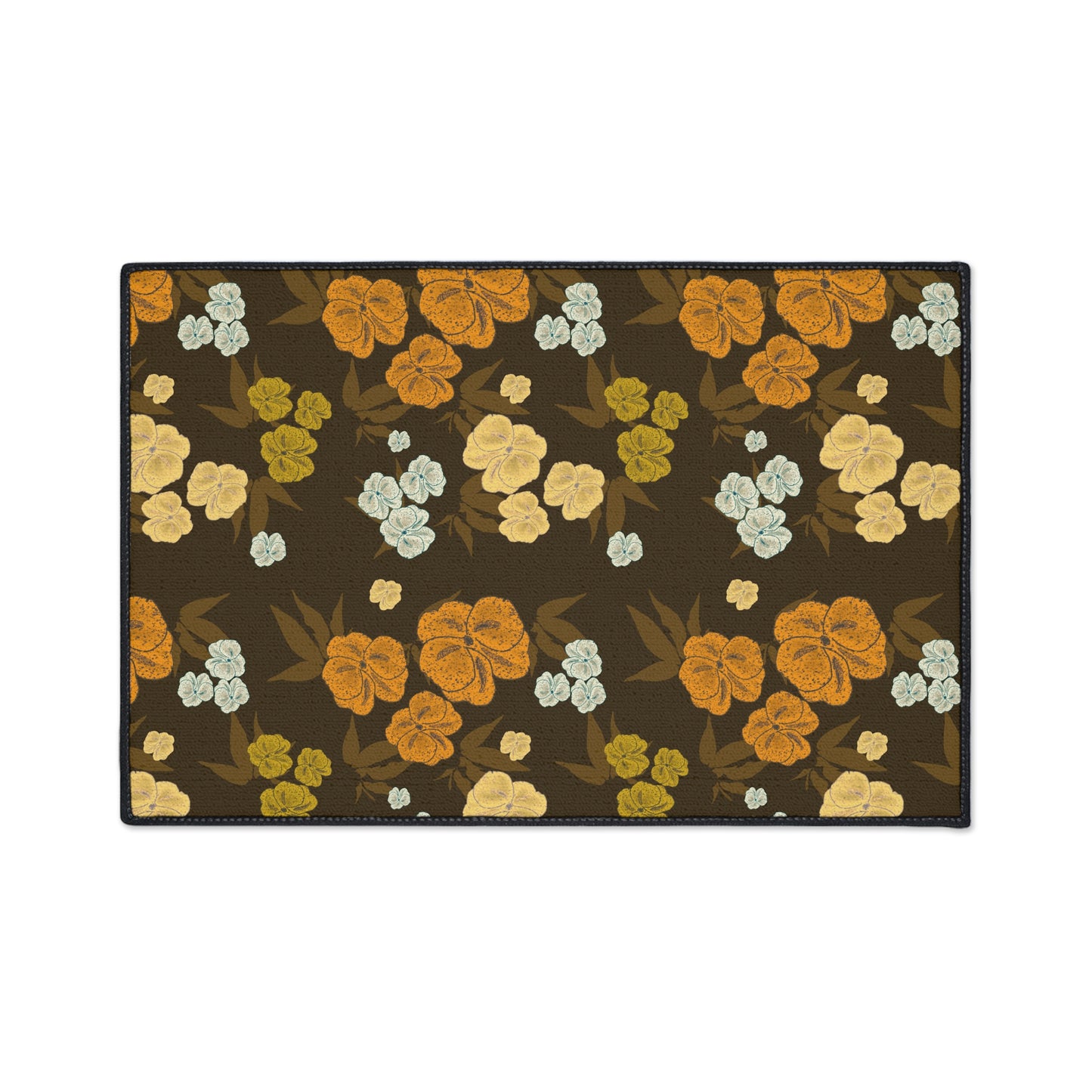 Heavy-Duty Floor Mat | Featuring Textured Floral© in Chocolate Brown. Durable Indoor/Outdoor Rug for Home Decor, Kitchen, Entryway, Flower Pattern, Stylish Welcome Mat