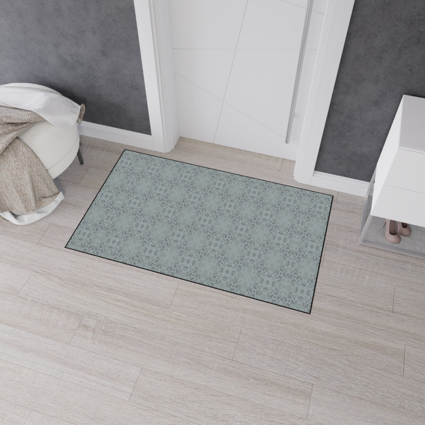 Elegant Heavy Duty Floor Mat Frond Splash Mini© Slate, for Home, Office Rug, Non-Slip Entryway Mat, Modern Kitchen Decor, Durable Area Rug
