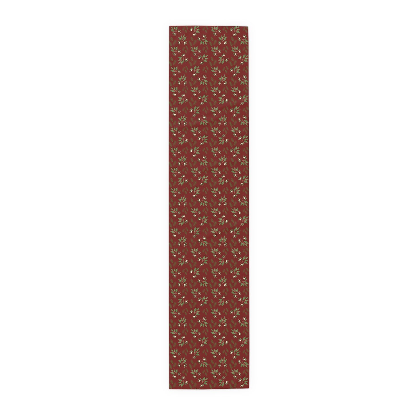 Table Runner - Mistletoe, Berries and Sprigs, Cranberry (Cotton, Poly)