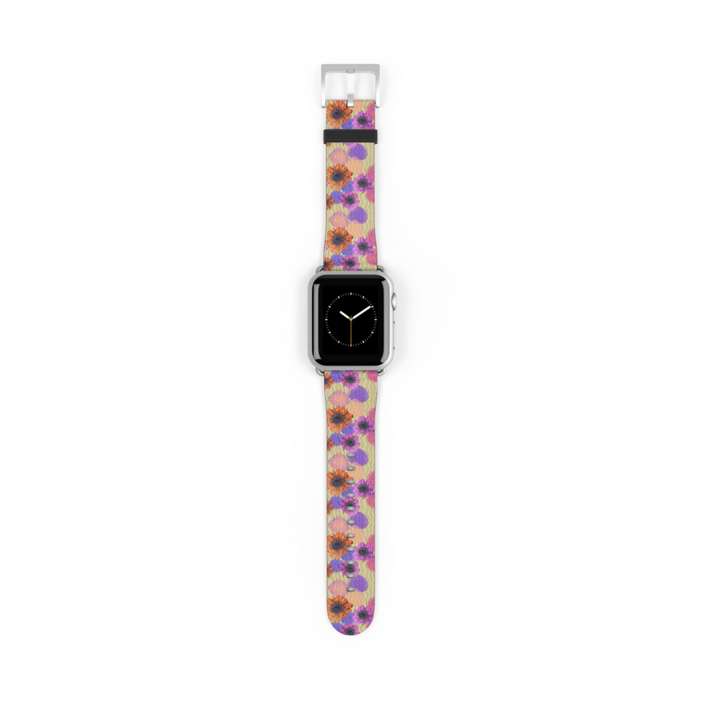Floral Watercolor Apple Watch Band — Purple & Orange Zinnia Print