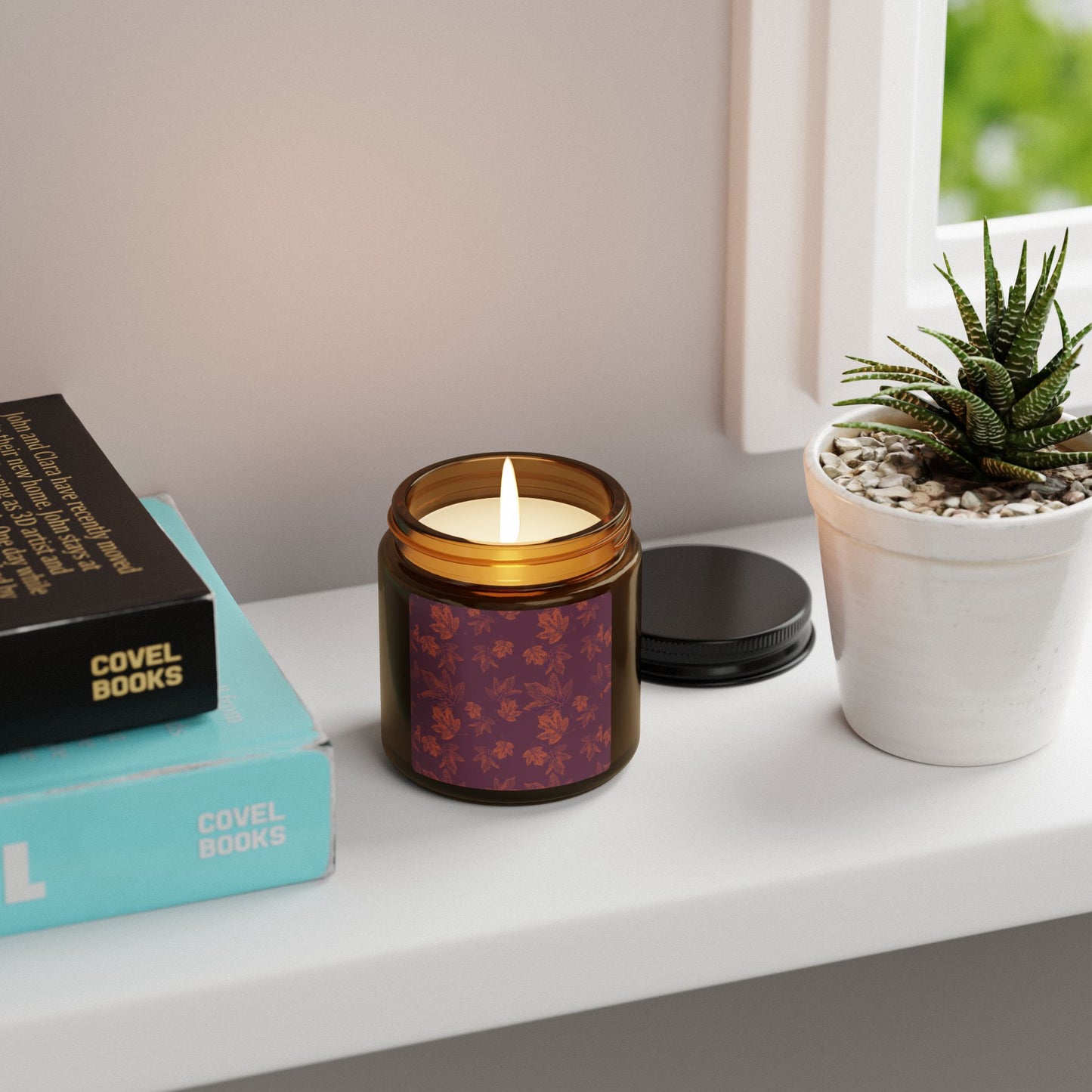 Aromatic Soy Candle in Amber Jar | Autumn Leaves, Aromatic and Holiday Scents, Eco-Friendly Gift, Relaxation Decor, Home Fragrance, Self-Care Treat