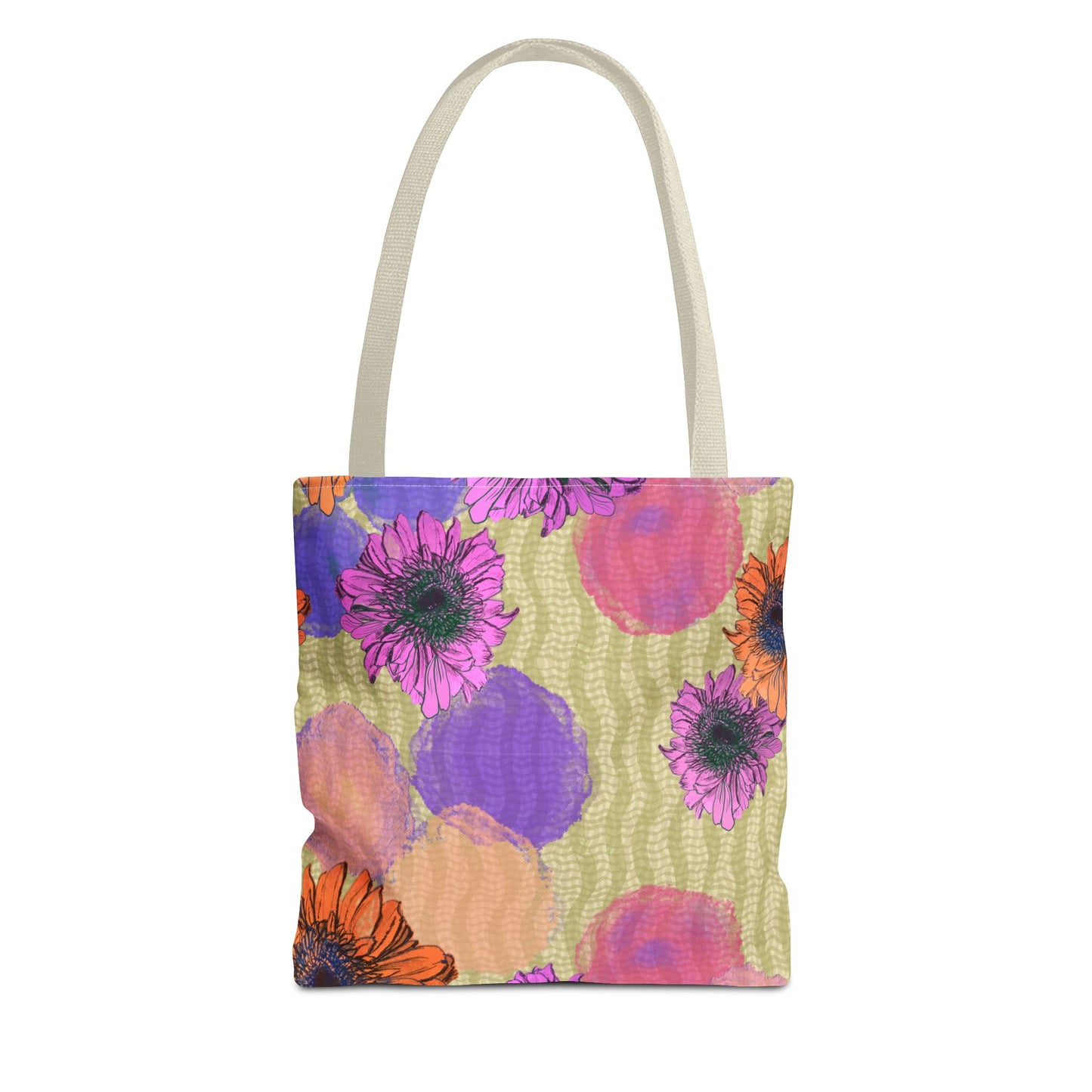 Floral Watercolor Tote Bag — Colorful Sunflower & Paint-Blob All-Over Print
