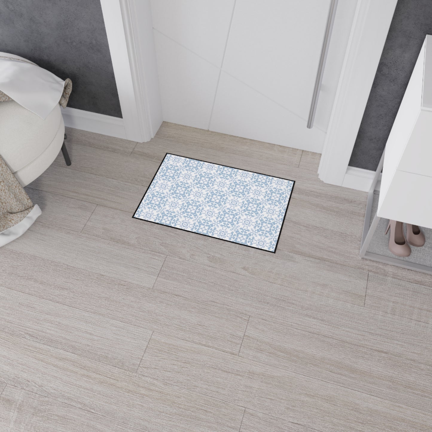 Stylish Heavy Duty Floor Mat - Rounded Coastal Tile© Coastal Blue, Durable Rug for Home, Kitchen, Entryway, or Office