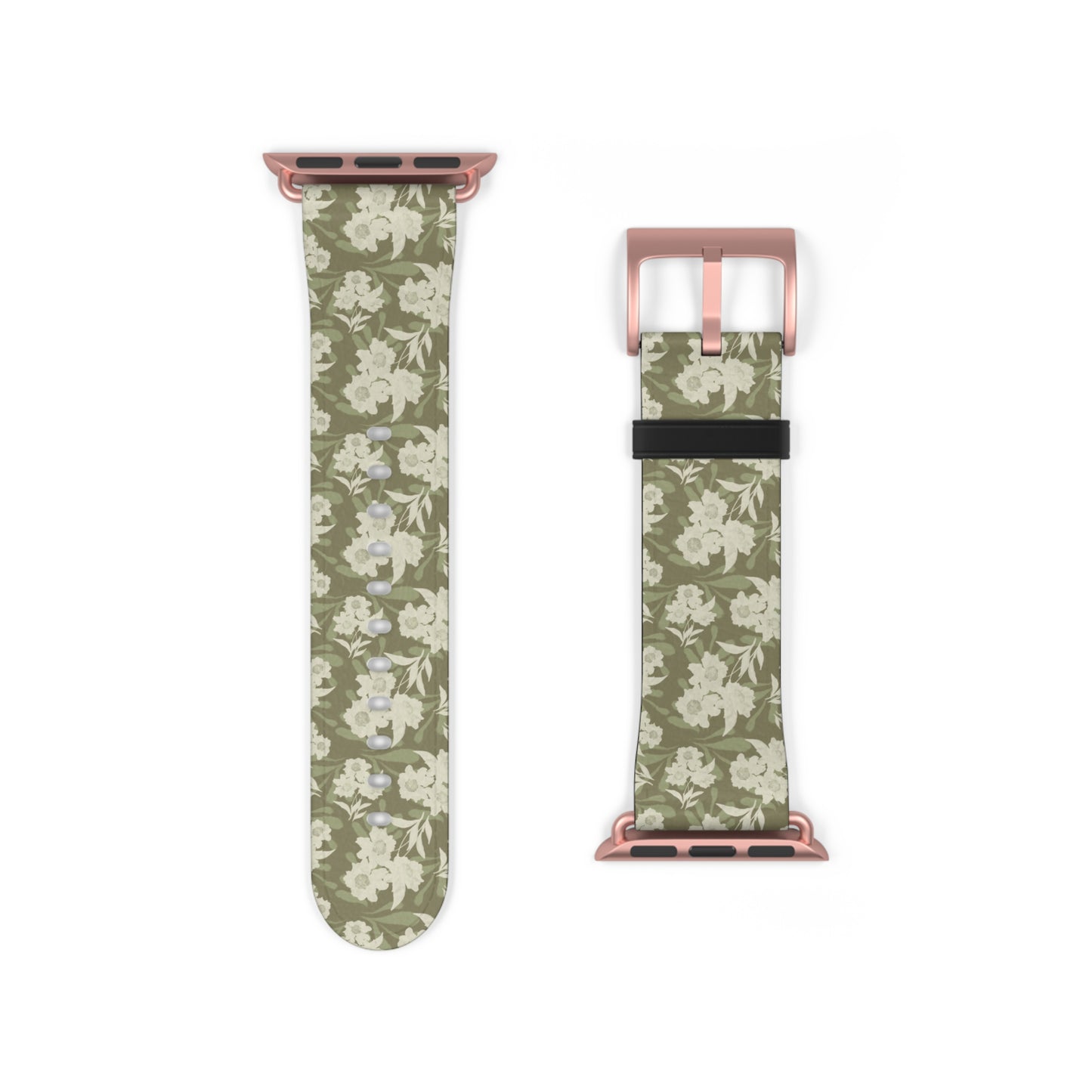 Olive Floral Pattern Watch Band — Vintage Botanical Apple Watch Strap
